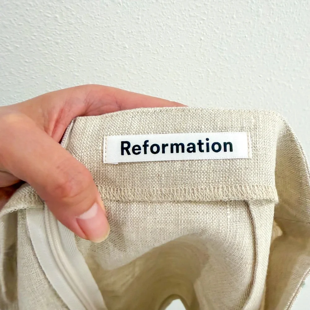 Reformation 100% Linen Old Money Natural Ecru Shorts Retro Boho Preppy 0